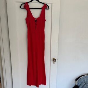 INTERMIX Bold Red Silk Jumpsuit - Size 0